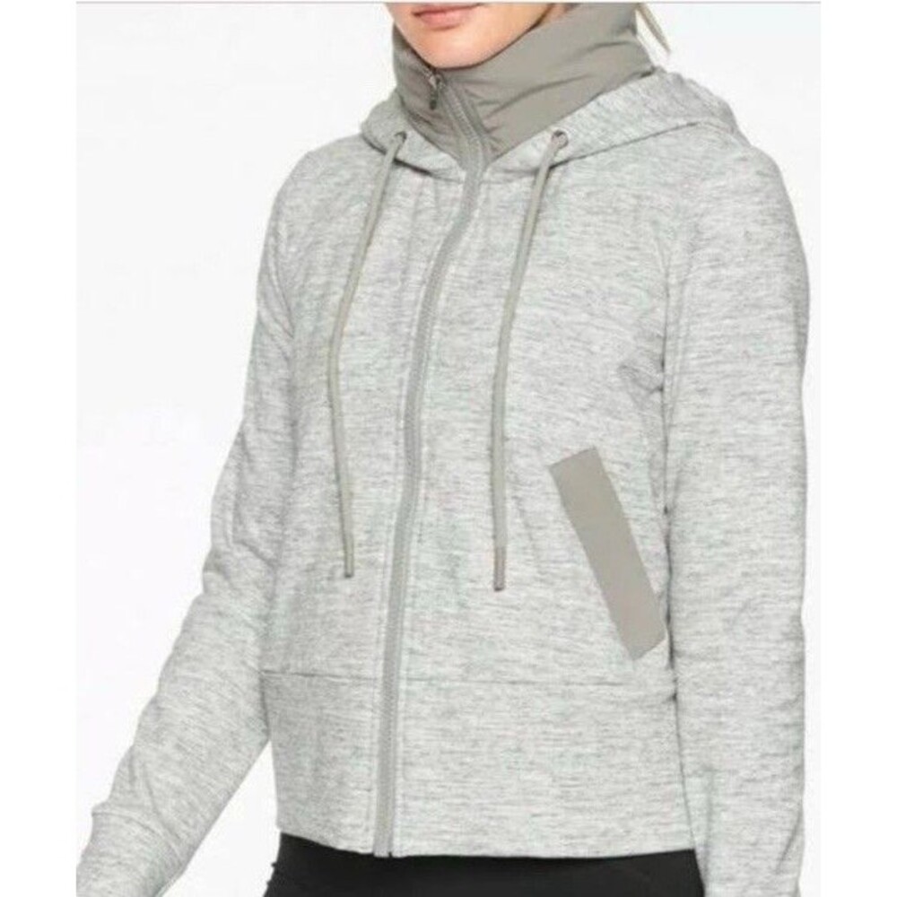 Athleta Victory Primaloft Hoodie Full Zip Jacket Womens Small S Gray Sweatshirt